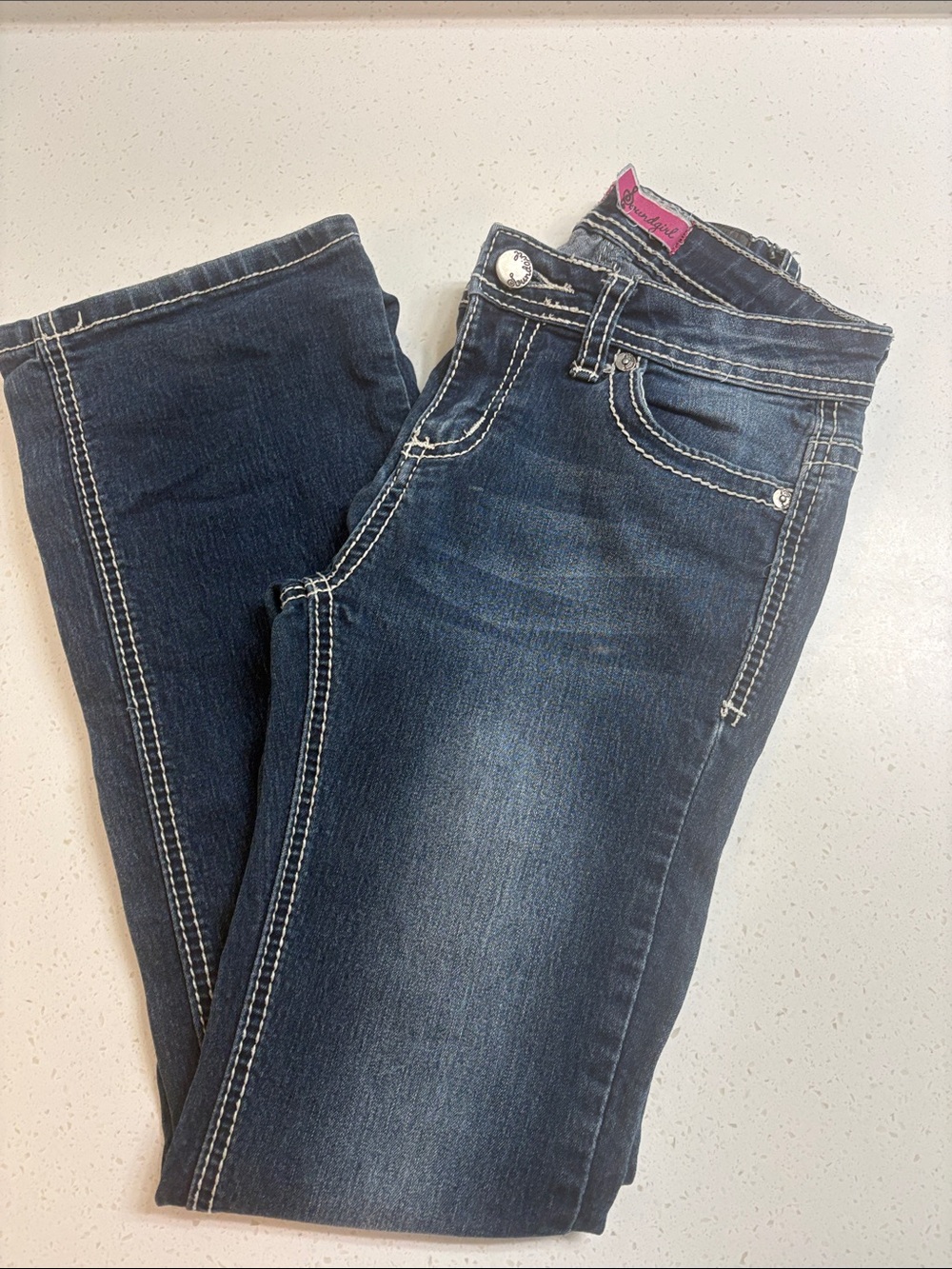 Soundgirl Dark Blue Jeans with White Stitching Size 10